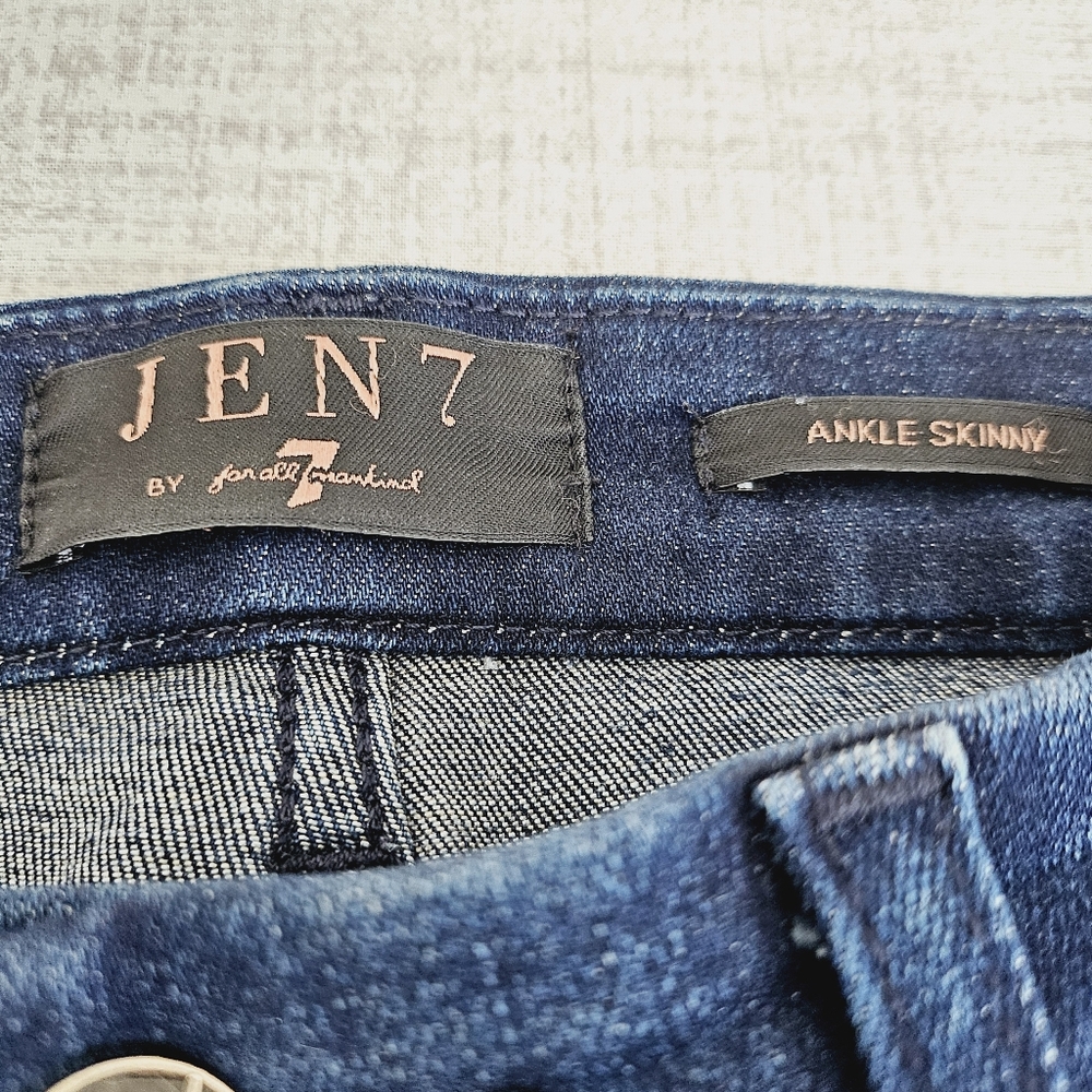 7 For All Mankind Jen 7 High Rise Ankle Jean Brass Metallic Embellished Floral - Picture 6 of 11